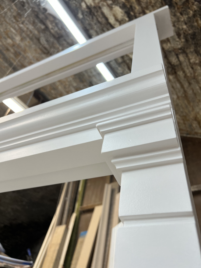 Panelled door with detailed hardwood profiling over, Islington