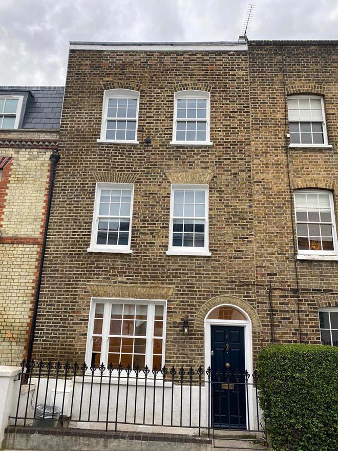 Traditional sash window in a listed building London NW3